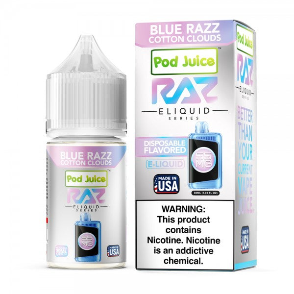 Blue Razz Cotton Clouds RAZ Salt E-Liquid Nic 30ml