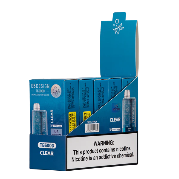 EBDESIGN TE6000 Clear Disposable Vape 5 Pack