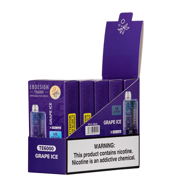 ELF BAR EB-DESIGN TE6000 5PK DISPOSABLE-GRAPE ICE