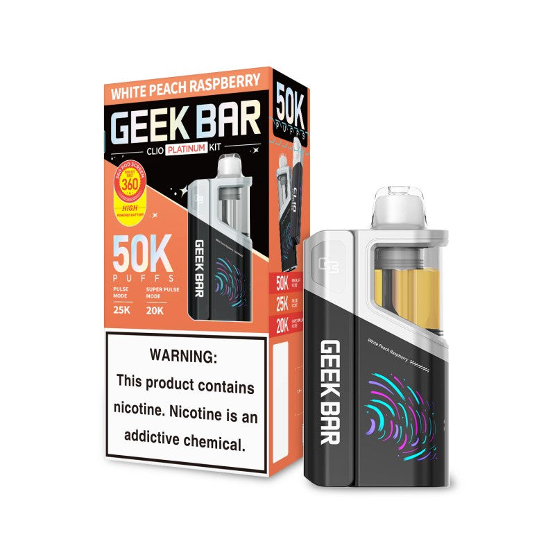Geek Bar CLIO 50K Vape Kit - White Peach Raspberry